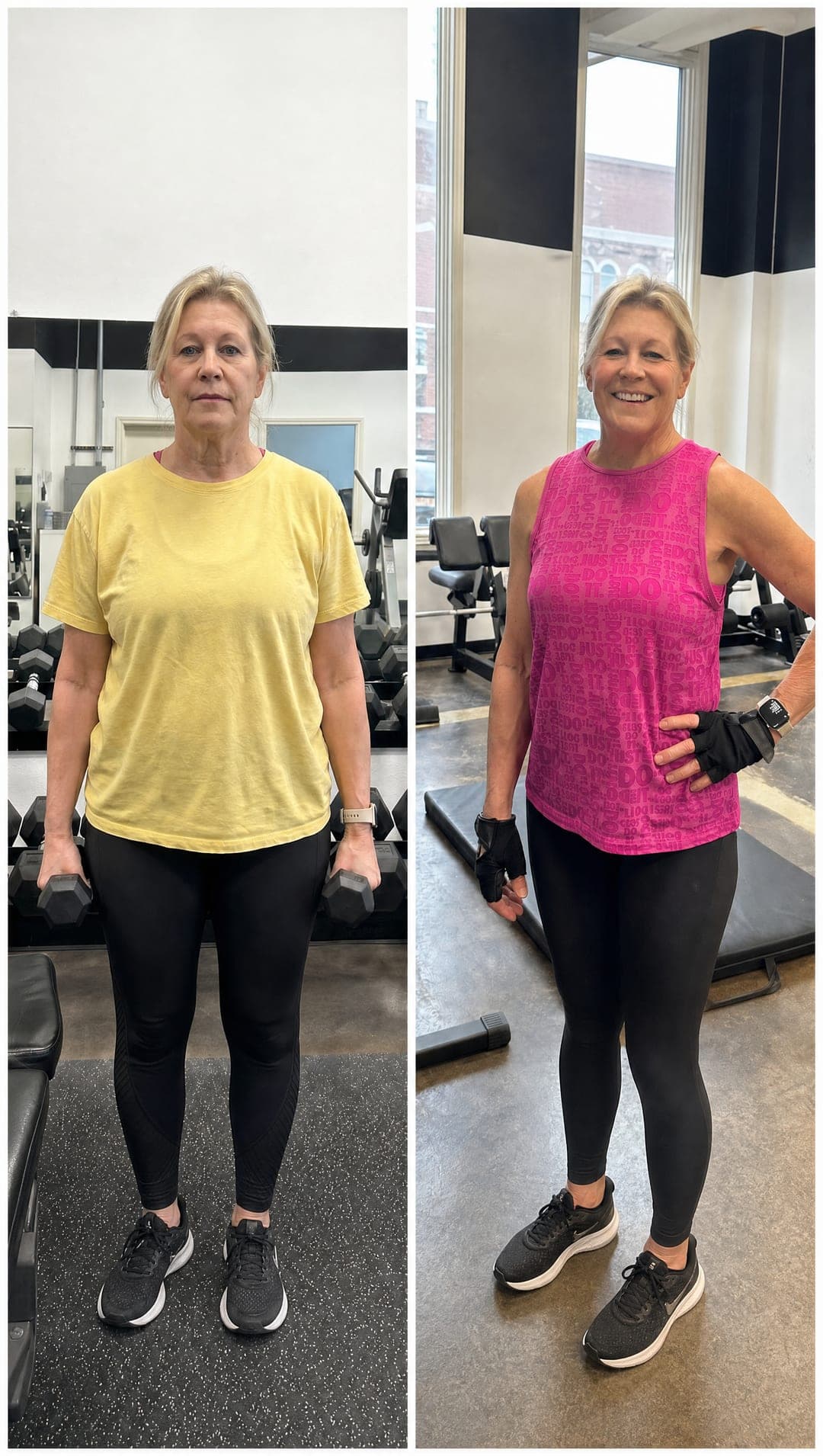 Gretchen B. transformation. Lost 12 pounds training with Jonathan.