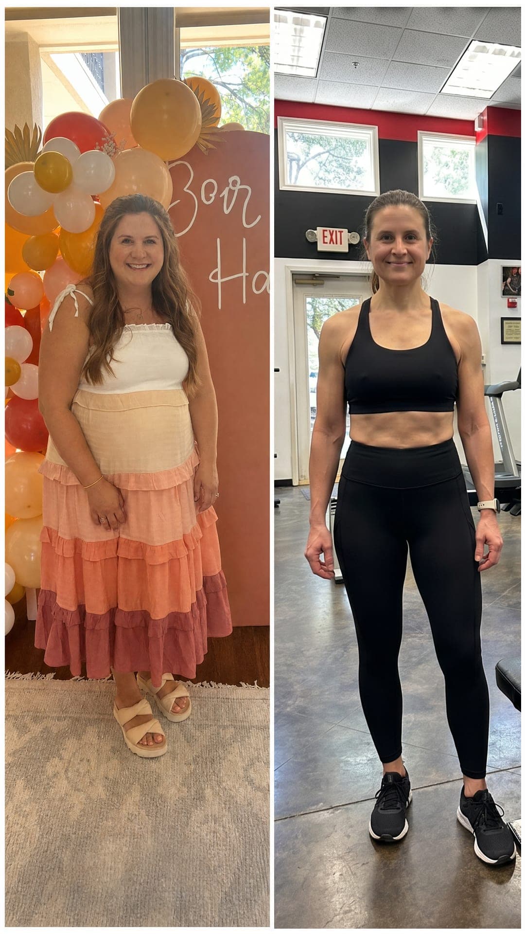 Hilary G. transformation. Lost 70 pounds training with Jonathan.